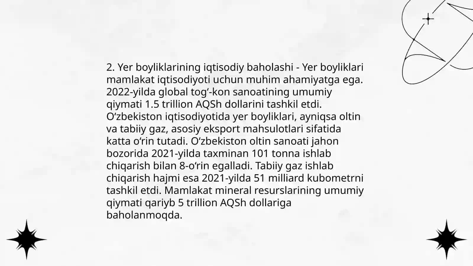 Iqtisodiy ekologik indikatorlar boʻyicha Oʻzbekistondagi barcha turdagi tabiiy resurslarni iqtisodiy baholash 4