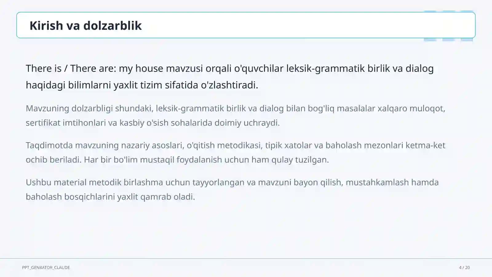 Ingliz tili (1–11) — metodik birlashma uchun 4