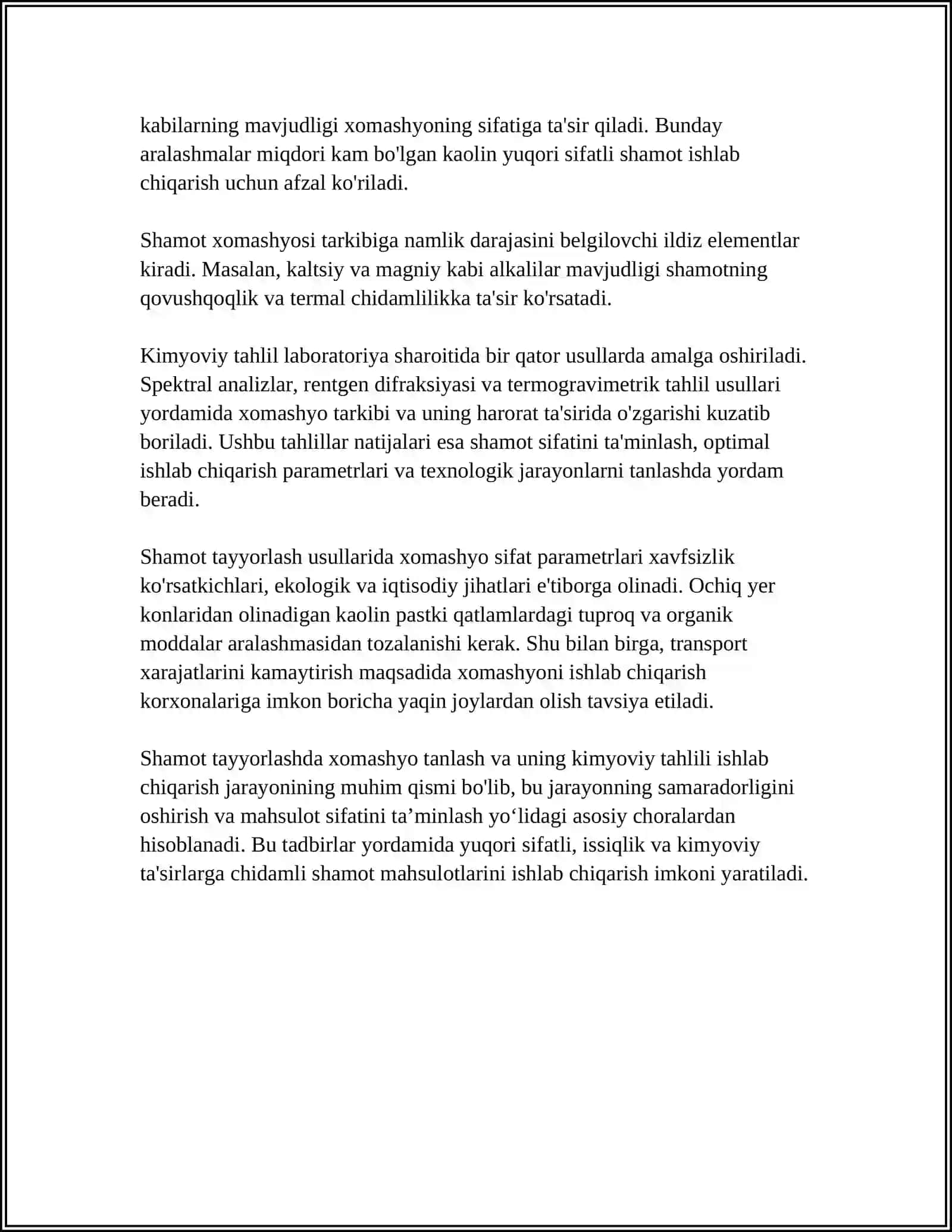 SHAMOT TAYYORLASH USULLARI 4