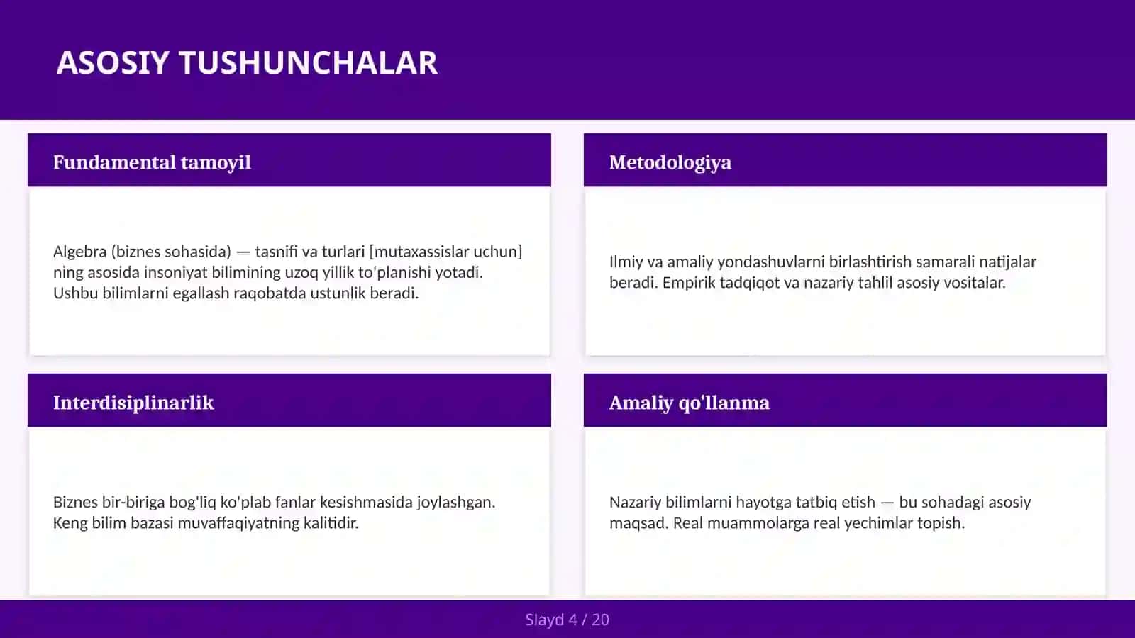 Algebra (biznes sohasida) — tasnifi va turlari [mutaxassislar uchun] 4