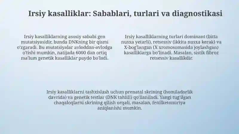 Irsiy va Xromosoma Kasalliklari: Turlari va Sabablari 4