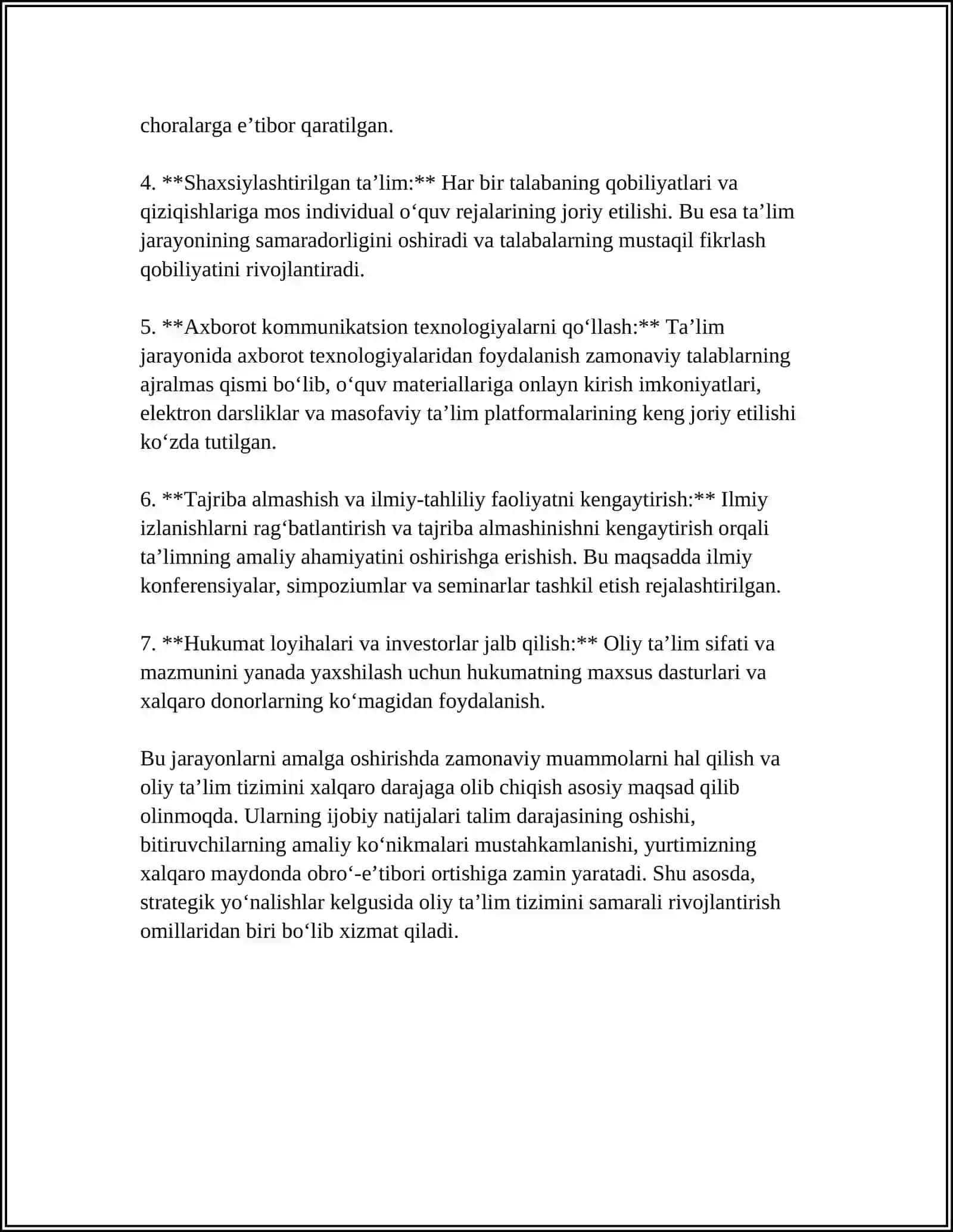 OLIY TA’LIM TIZIMIDA OʻZGARISHLAR, ISLOHOTLAR 4