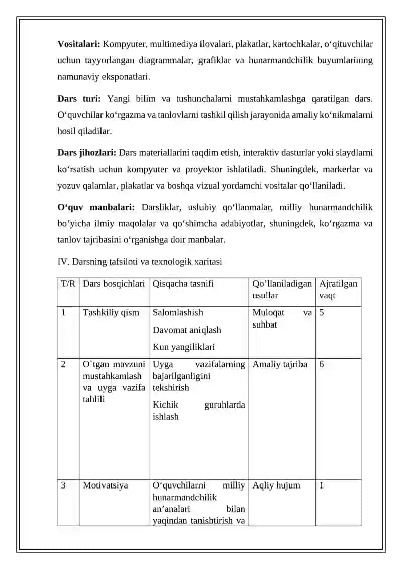 O'zbek xalq hunarmandchiligi bo'yicha ko'rgazma va tanlovlar tashkil qilish 4