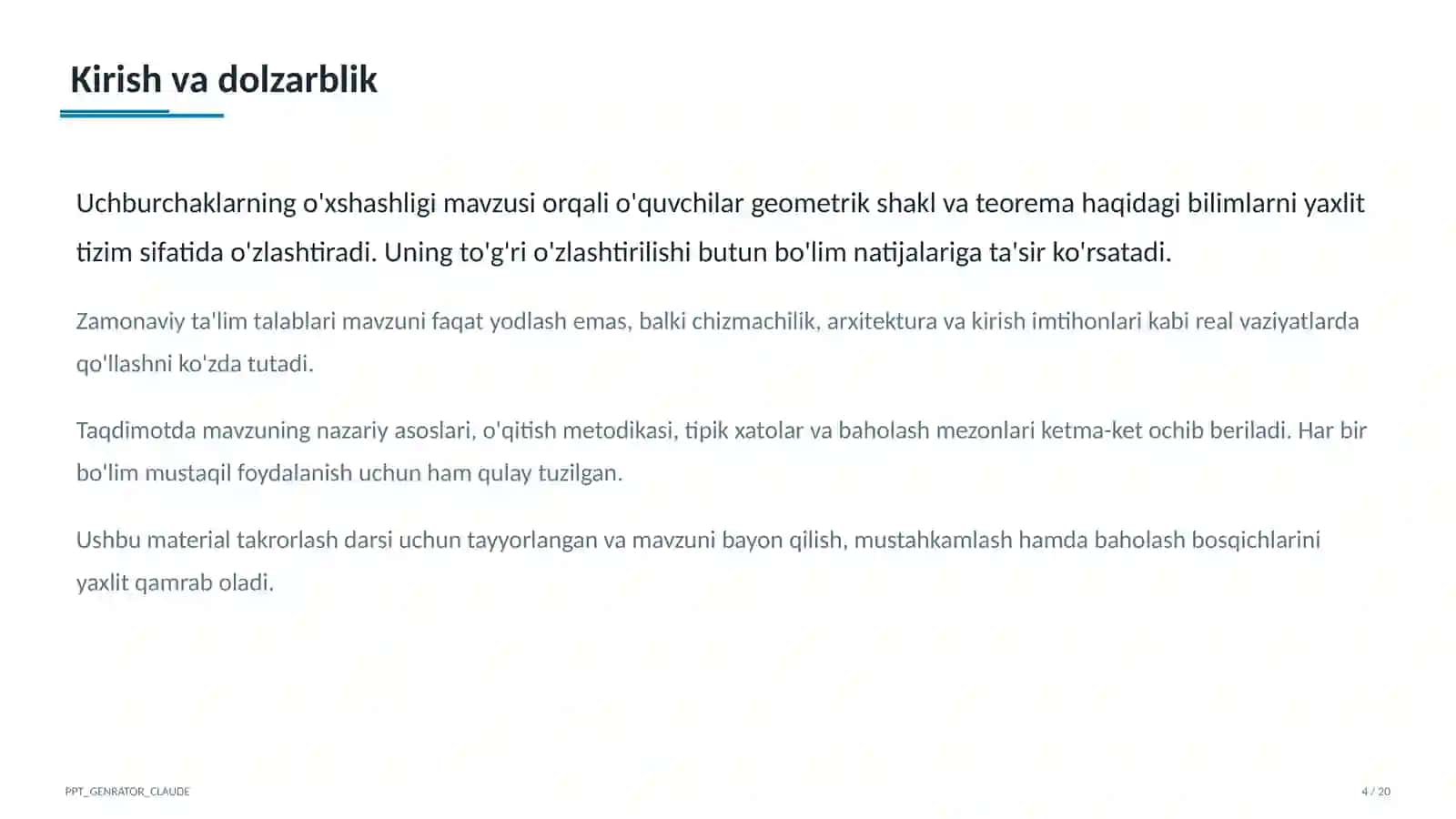 Uchburchaklarning o'xshashligi (8-sinf) 4