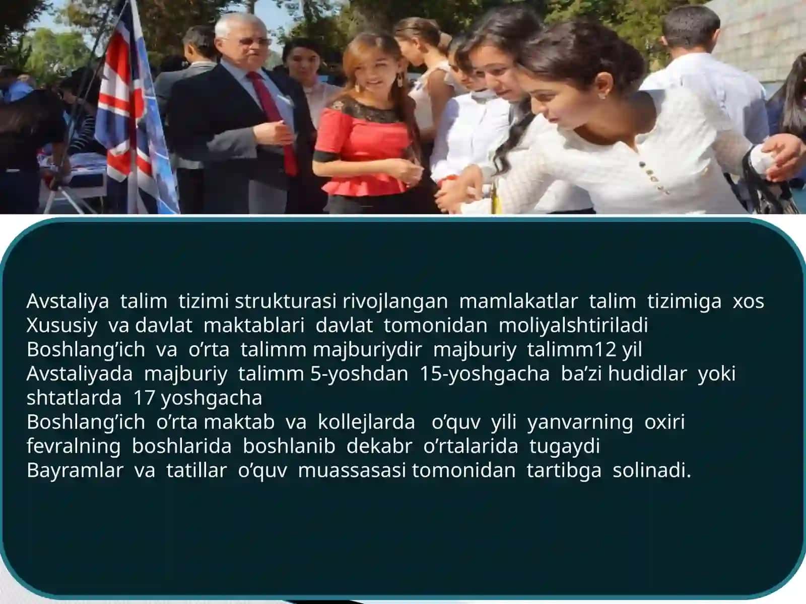 Komparativistlik pedagogika fani. Avstraliya ta'lim taraqqiyoti 4