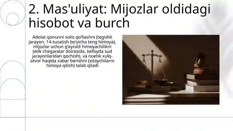Adolat, Kasbgu Sadoqat, Mas'ullyat va Halollik-Huquqshunos Kashing Muhim Talablari 4