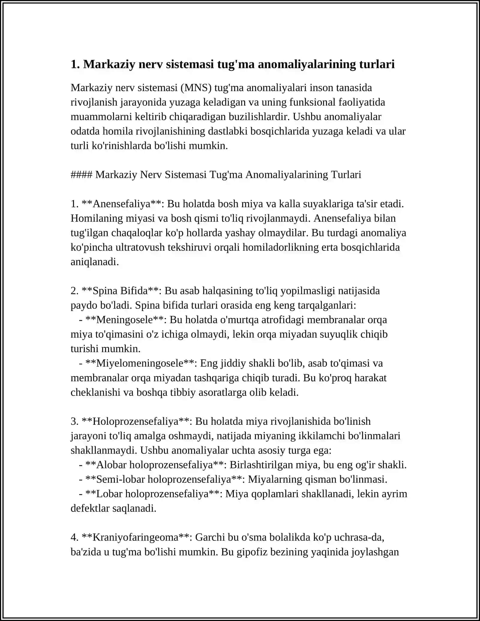 MARKAZIY NERV SISTEMASI TUG'MA ANOMALIYALARI, YALLIG'LANISH VA ONKOLOGIK KASALLIKLARNING NUR TASHXISOTI 4