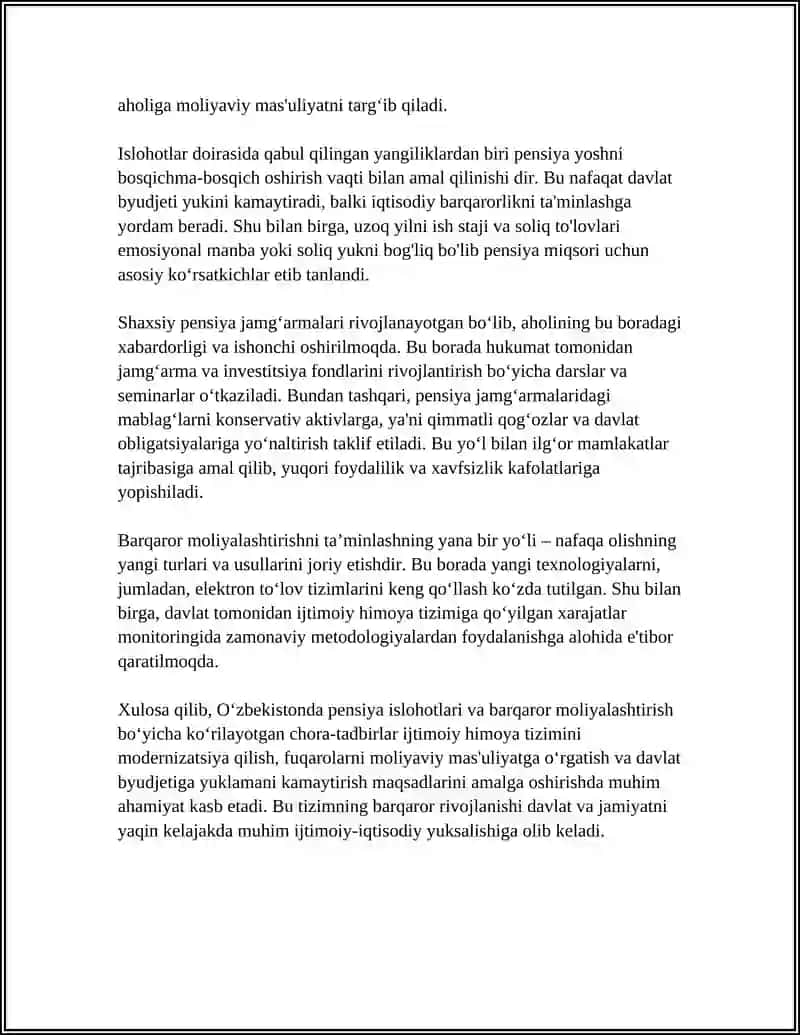 Pensiya islohotlari va barqaror moliyalashtirish 4
