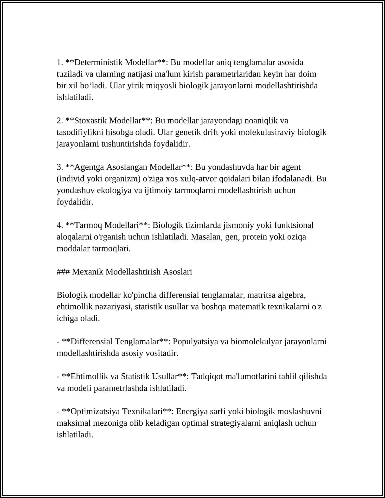 MAVZU. KIRISH.TIBBIY BIOLOGIYA SOHASIDA MATEMATIK-MODELLASHTIRISH ASOSLARI 4