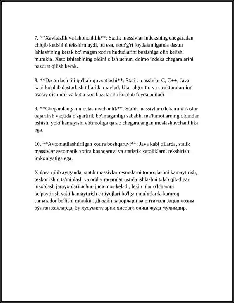 STATIK VA DINAMIK MASSIVLAR 4