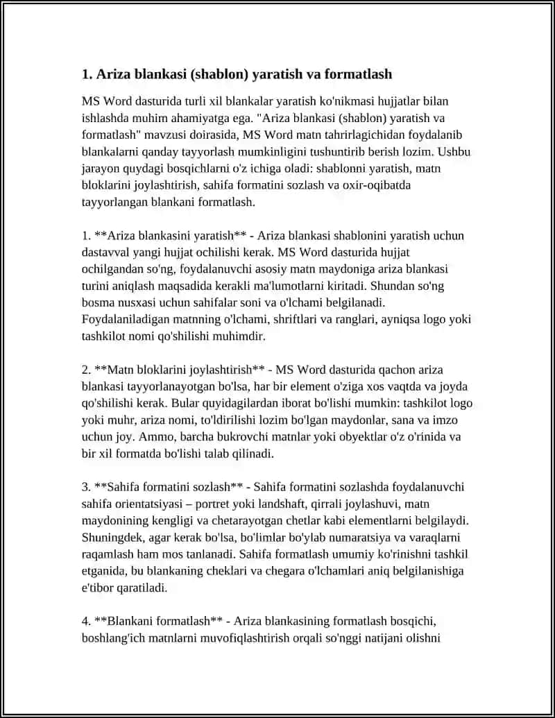 MS WORD MATN TAXRIRLAGICHIDA TURLI XIL BLANKALAR YARATISH 4