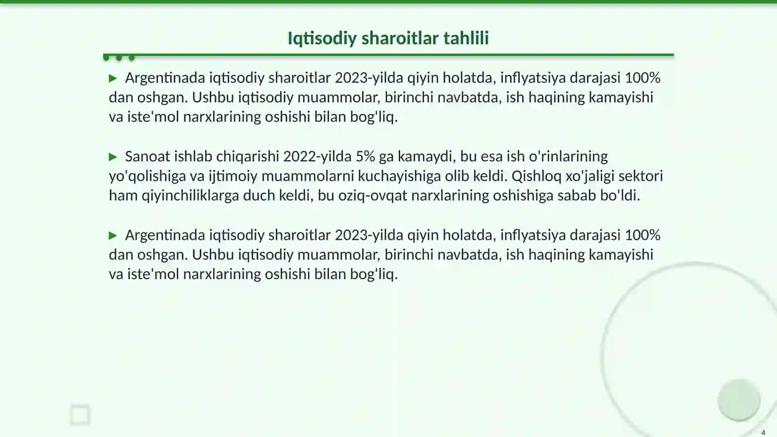 Argentinadа yuqori inflyatsiya sabablari va oqibatlari 4