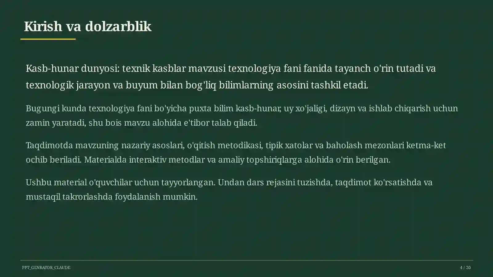 Kasb-hunar dunyosi: texnik kasblar (9-sinf) 4