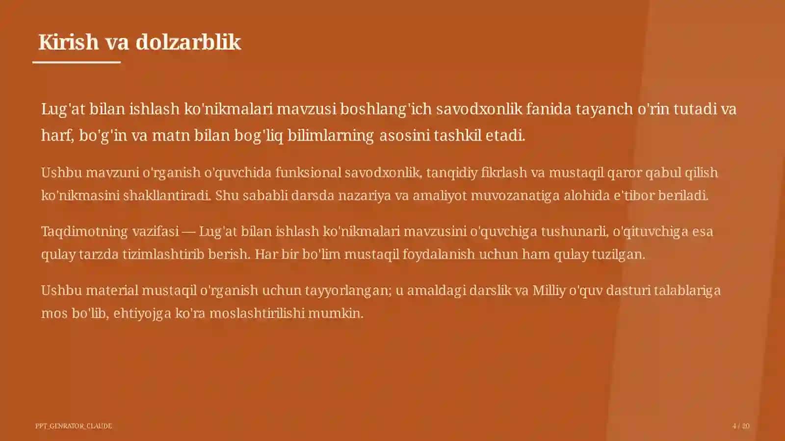 Lug'at bilan ishlash ko'nikmalari (4-sinf) 4