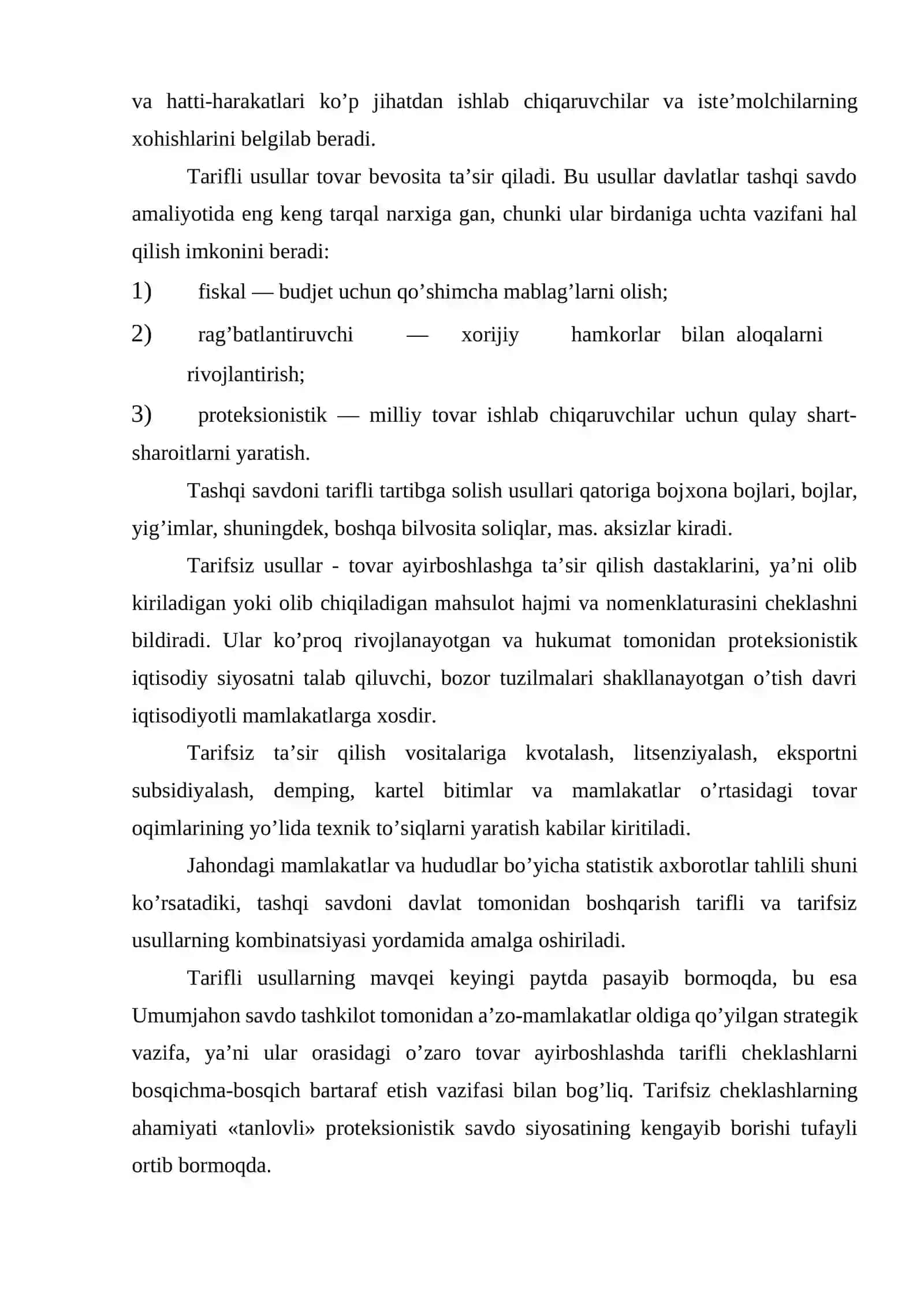 Tashqi savdoni tartibga solishning notarif usullari 4