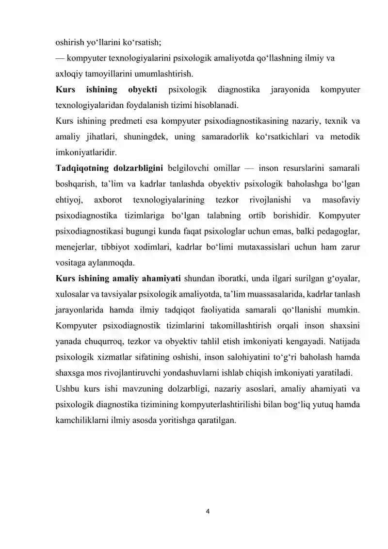 KOMPYUTER PSIXODIAGNOSTIKASINING YUTUQ VA KAMCHILIKLARI. 4