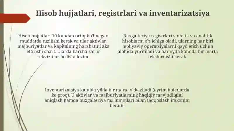 Buxgalteriya hisobini tashkil etish asoslari va hisob siyosati 4