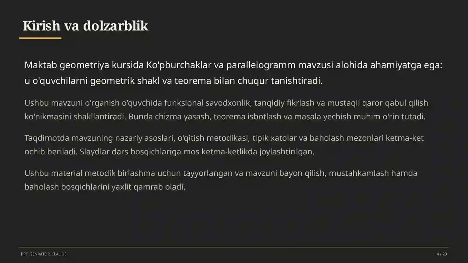 Ko'pburchaklar va parallelogramm (8-sinf) 4