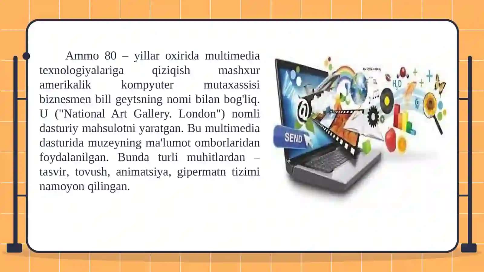 Multimediyaning asosiy tushunchalari. Audio va video axborotlar bilan ishlash asoslari 4