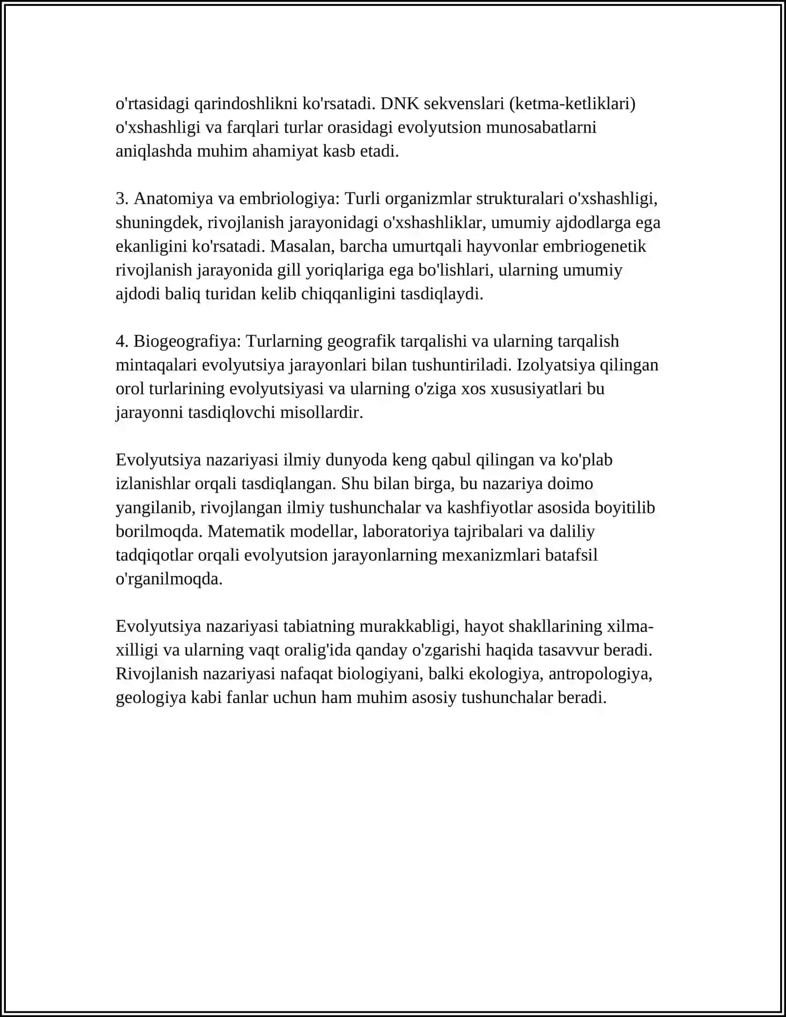 ULDAWLET EVOLUTSION TALIMOT VA UNING TAKOMILLASHTIRISH ASOSI CHORVA MOLLARI GENETIKASI ZOOINJENER MUTAXSSISLIGINI OLISHDA YURRITILADIGAN HUJATLAR VA FANLAR BLOKLARI 4