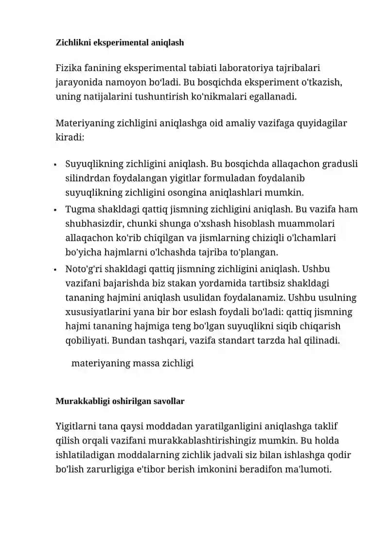 Maddalarning zichligi 4