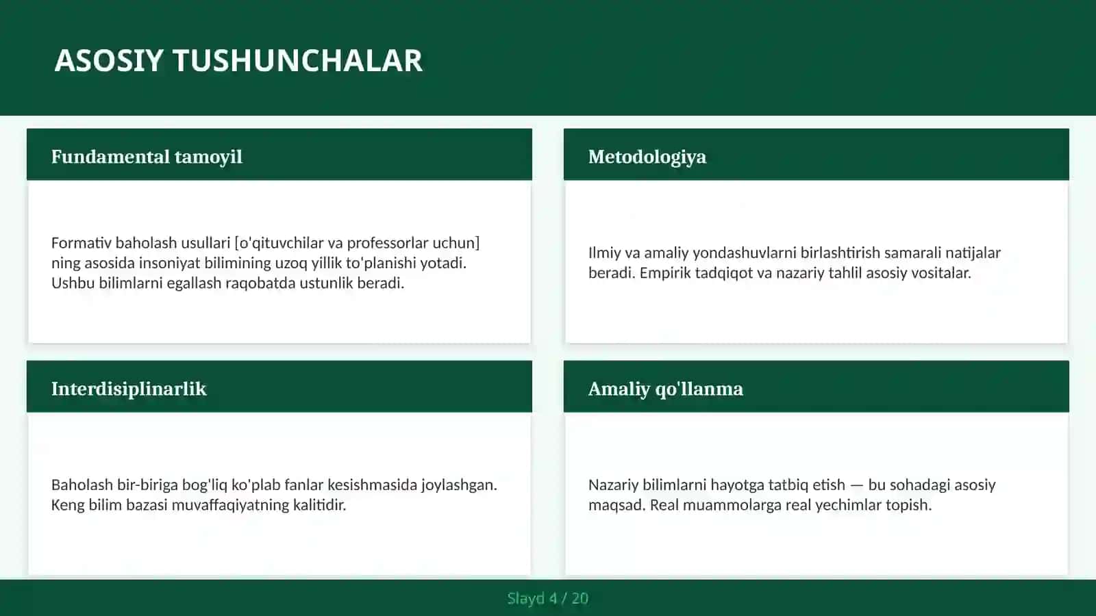 Formativ baholash usullari [o'qituvchilar va professorlar uchun] 4
