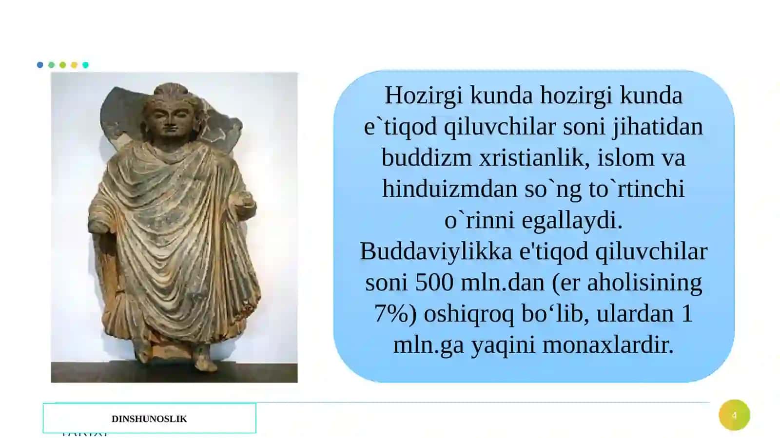 3-mavzu:Buddaviylik dini tarixi va asosiy g`oyalari 4