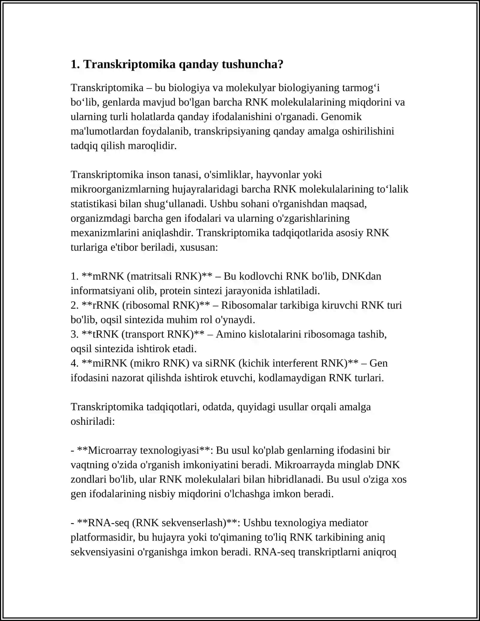 TRANSKRIPTOMIKA TRANSKRIPSIYA FAKTORLARI OQSILLAR POLIMORFIZMI OQSIL FOLDINGI MOLEKULYAR SHAPERONLAR GENOMNING REGULYATOR TRANSKRIPSIYASI TRANSLATSIYA QISMLARI 4