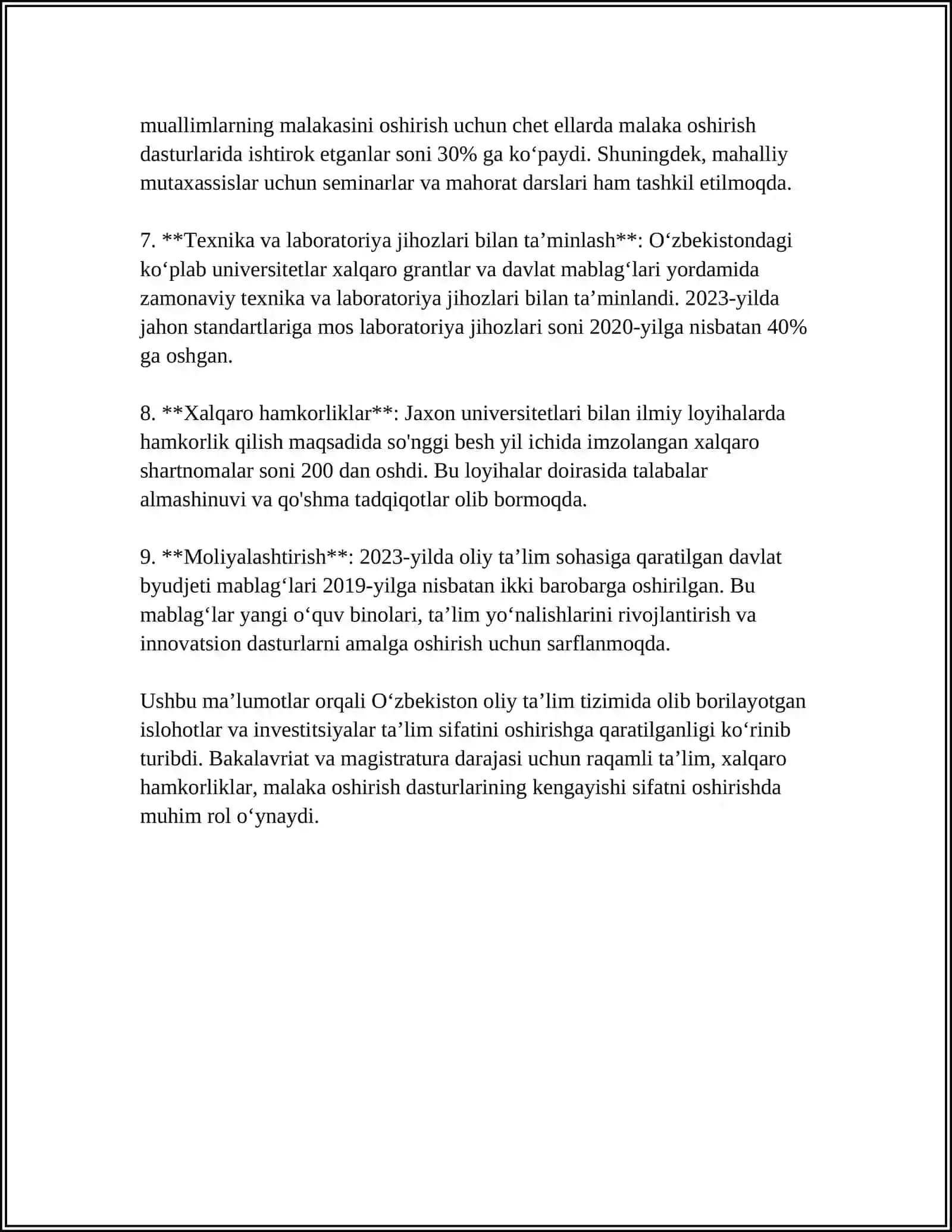 OʻZBEKISTON RESPUBLIKASI OLIY TAʼLIM TIZIMINI 2030-YILGACHA RIVOJLANTIRISH KONSEPSIYASI 4