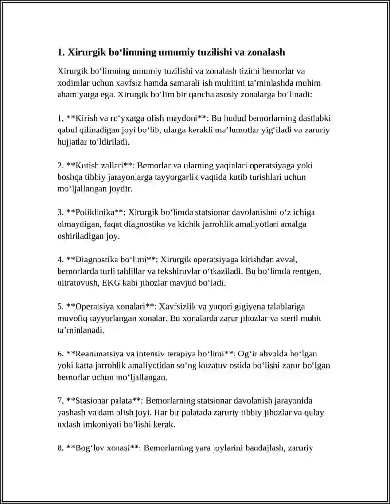 XIRURGIK BOʻLIM TUZILISHI VA JIHOZLANISHI 4