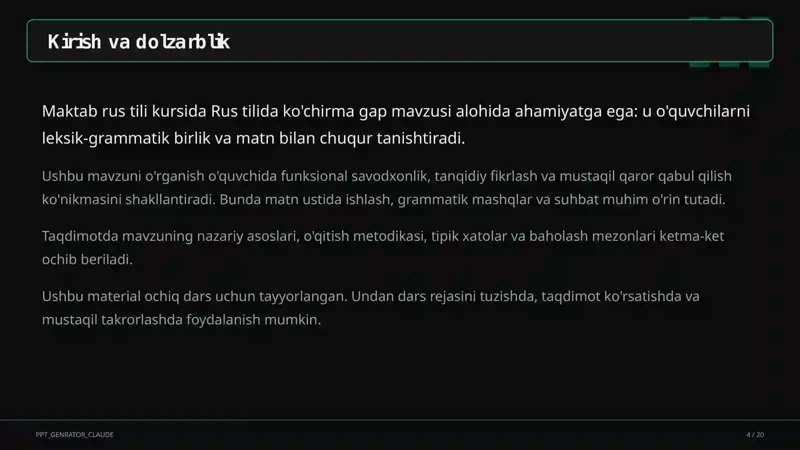 Rus tilida ko'chirma gap (9-sinf) 4