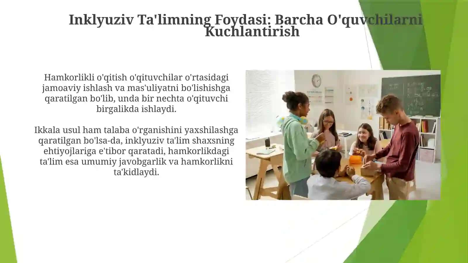 Inklyuziv va Hamkorlikdagi Ta'lim: Talaba Muvaffaqiyati uchun Sinenergiya 4