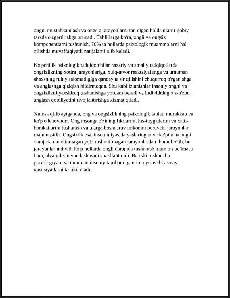 PSIXIK AKS ETTIRISH. ONGLILIK VA ONGSIZLIK 4