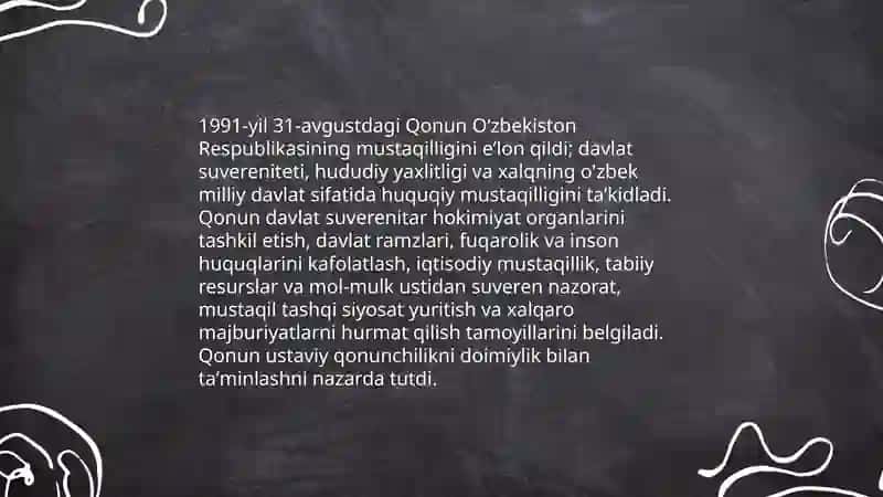 Oʻzbekiston Respublikasi davlat mustaqilligining eʼlon qilinishi va uning tarixiy ahamiyati 4