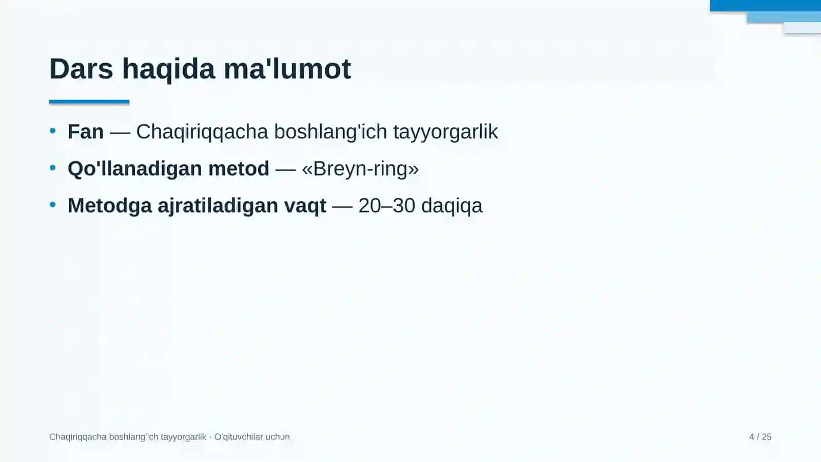 chaqiriqqacha boshlang'ich tayyorgarlik darslarida breyn ring metodidan foydalanish 4213 4