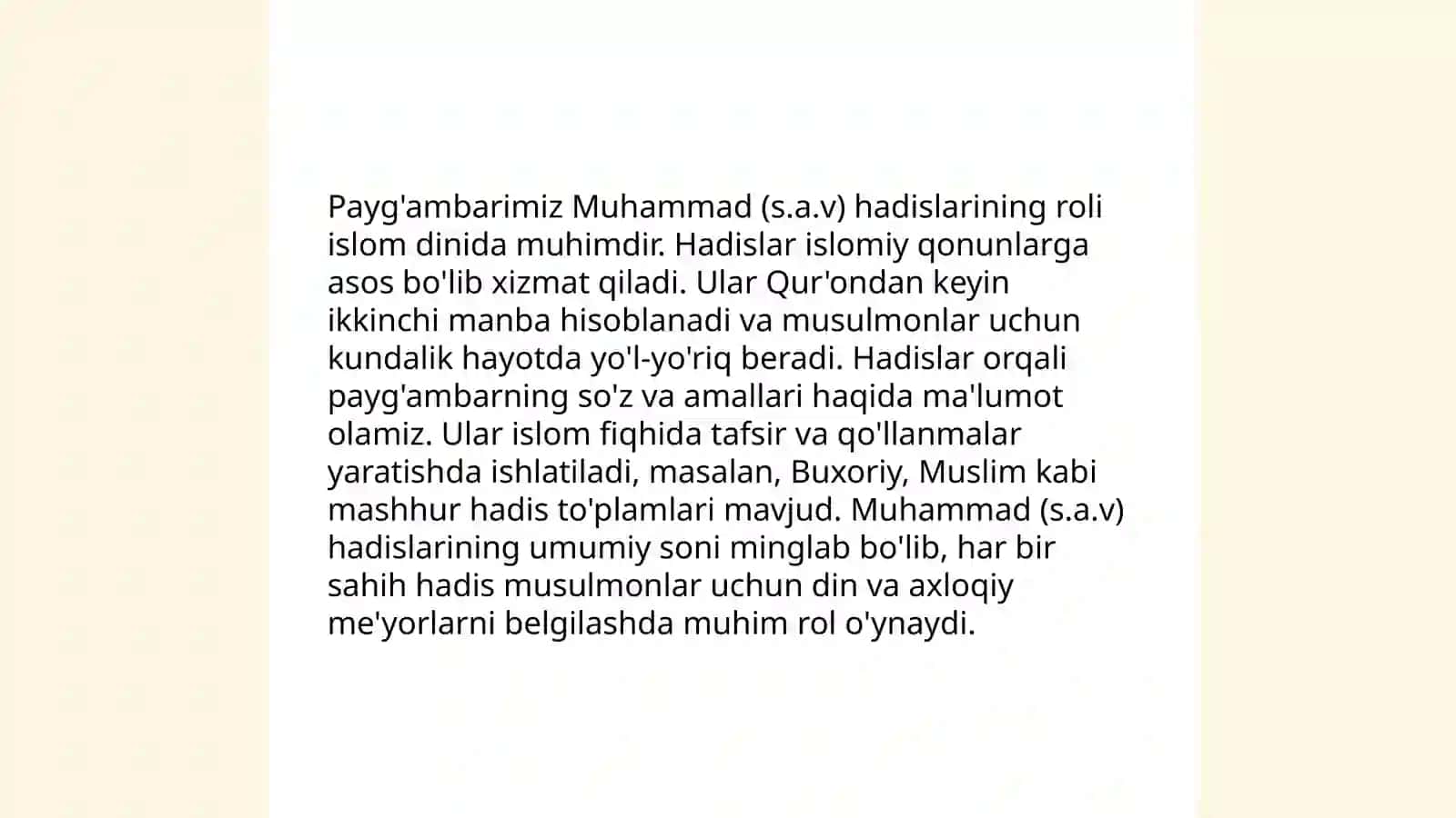 Hadislar.Hadis ilmining tarbiyaviy ahamiyati 4