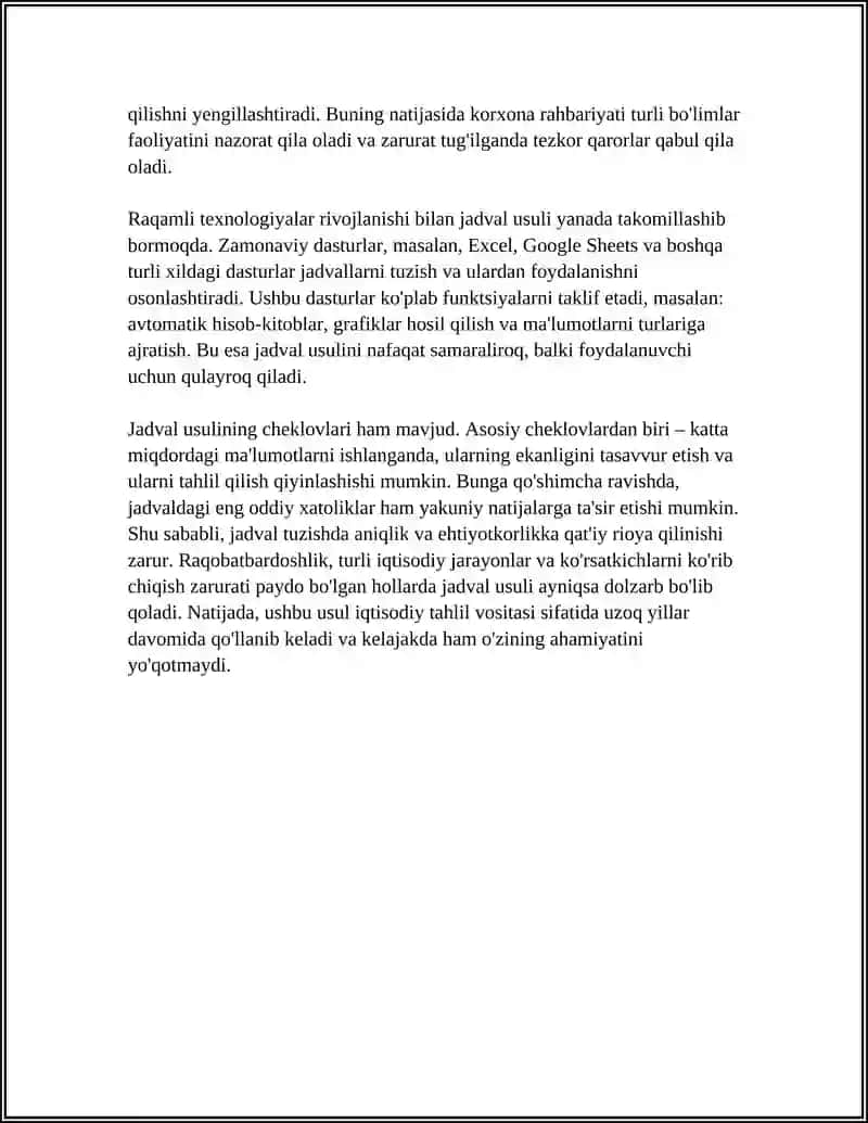 IQTISODIT TAHLILDA QO'LLANILADIGAN AN'ANAVIY USULLAR 4