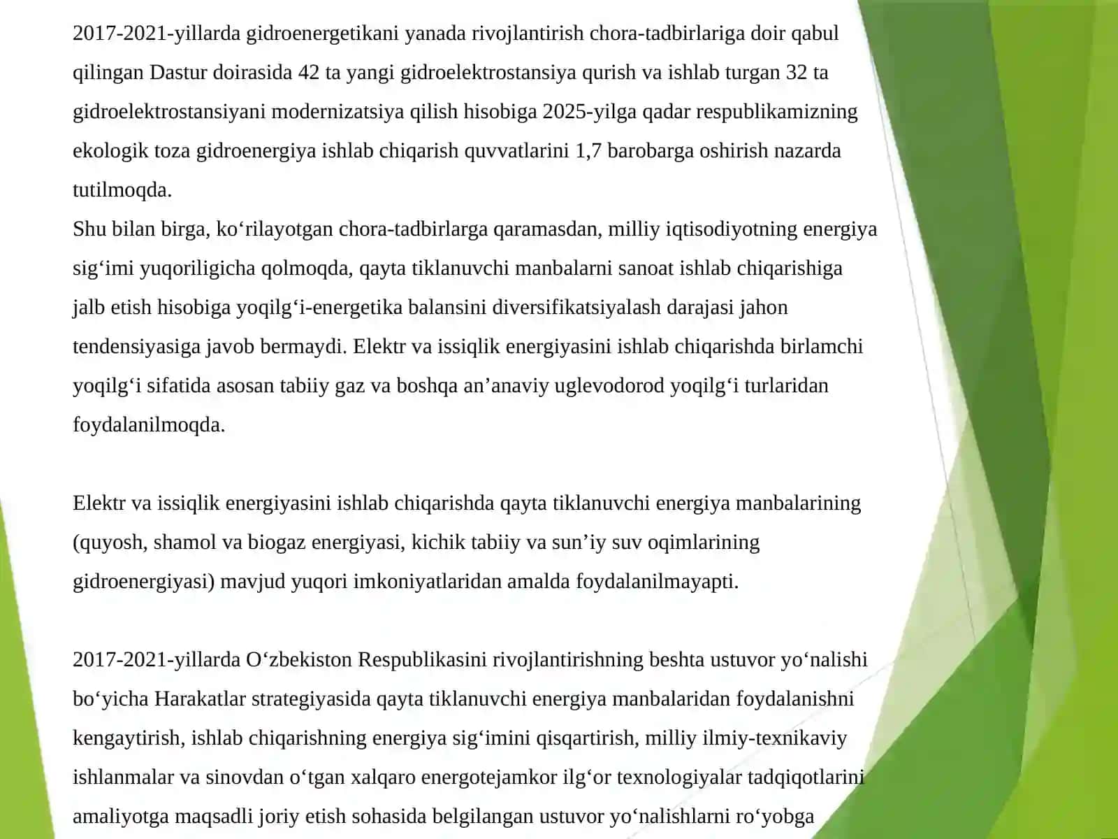 Quyosh energetikasi sohasida O`zbekistonda qabul qilingan me`yoriy hujjatlar 4