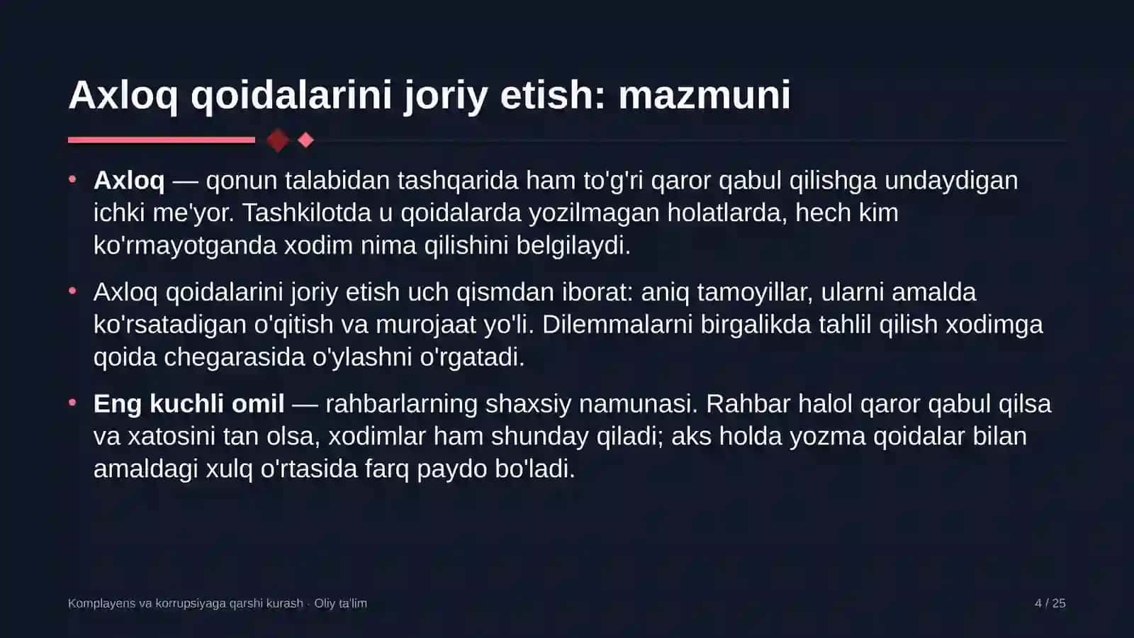 xizmat ko'rsatish sohasida axloq qoidalarini joriy etish 9574 4