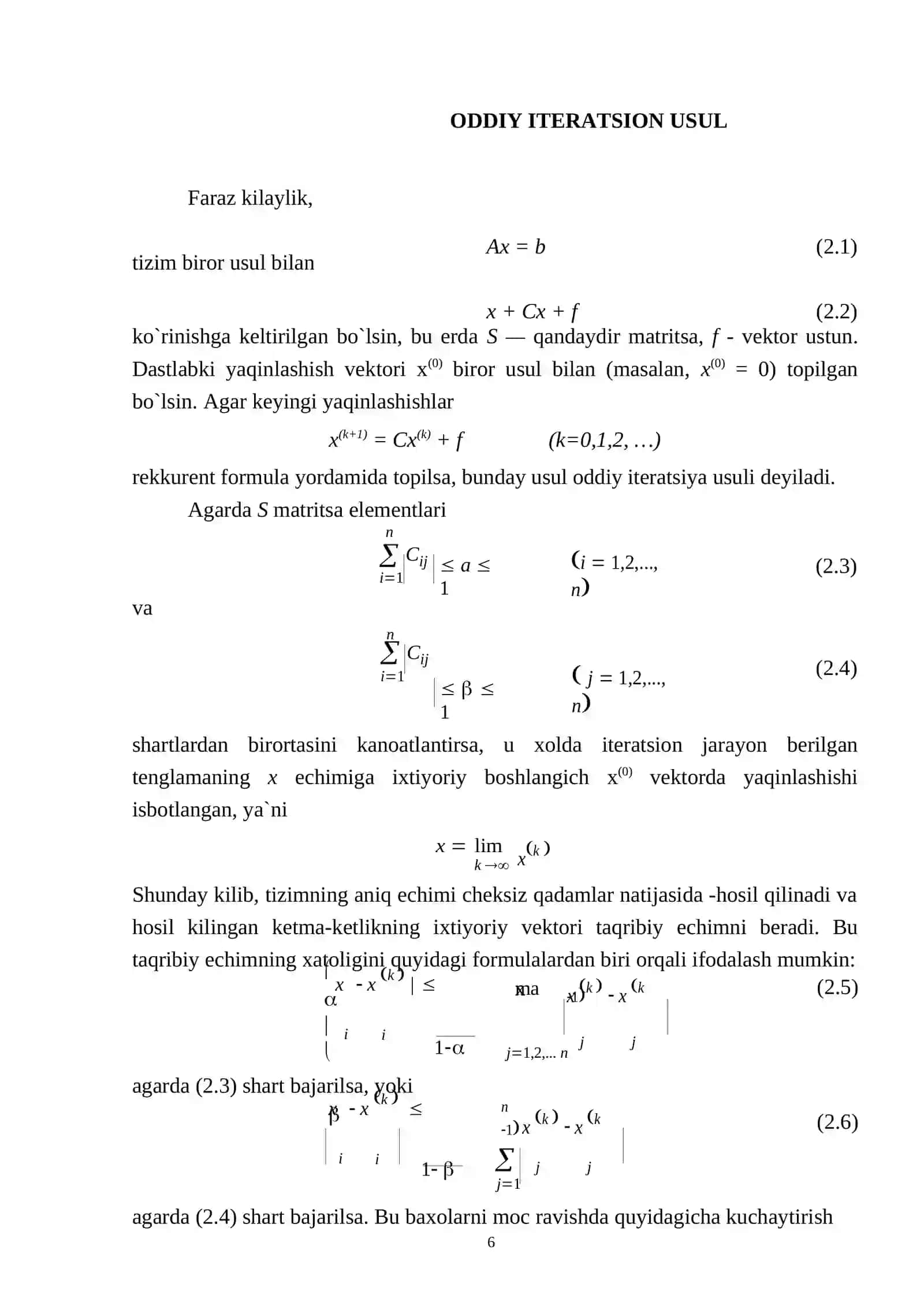 Chiziqli algebraik tenglamalar sistemasini taqribiy yechish usullari 4