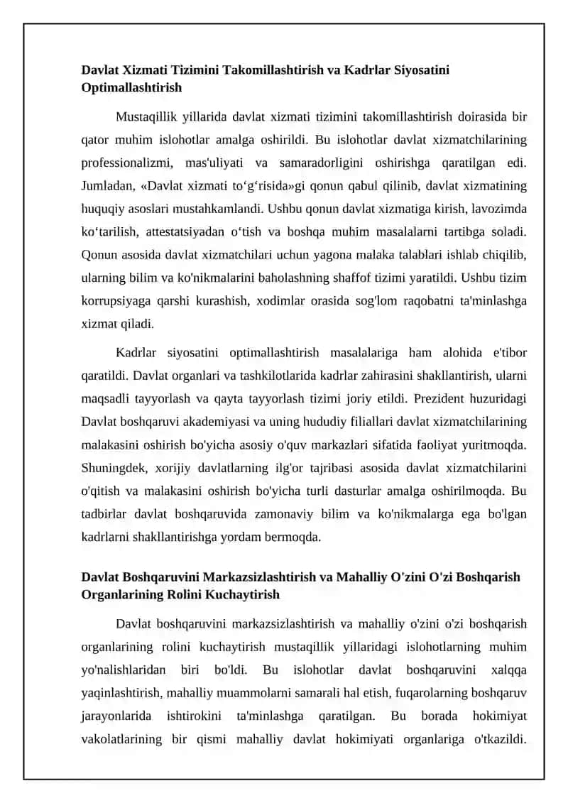 Mustaqillik Yillarida Davlat Boshqaruvi Islohotlarining Asosiy Yo'nalishlari 4