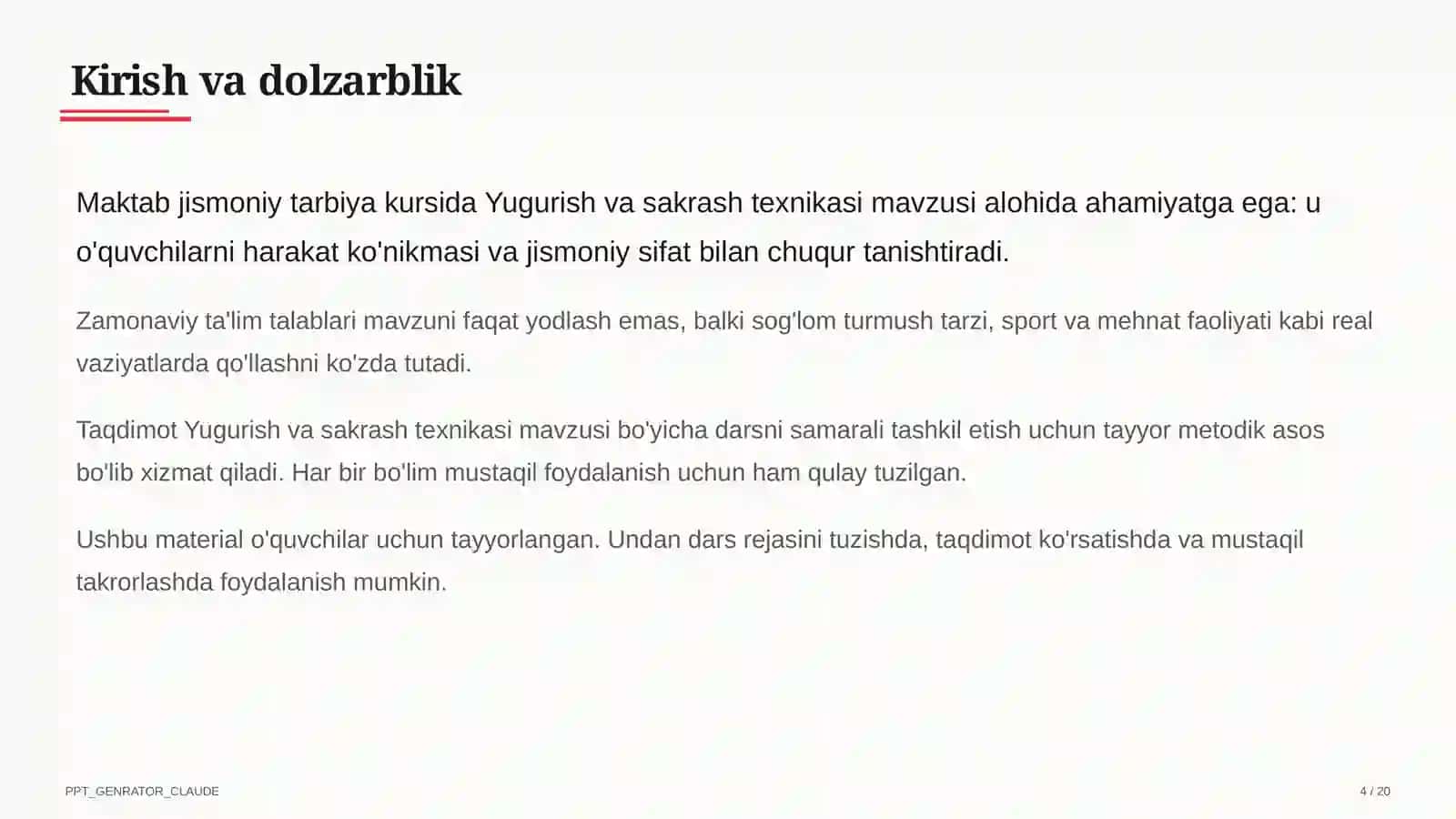 Yugurish va sakrash texnikasi (2-sinf) 4