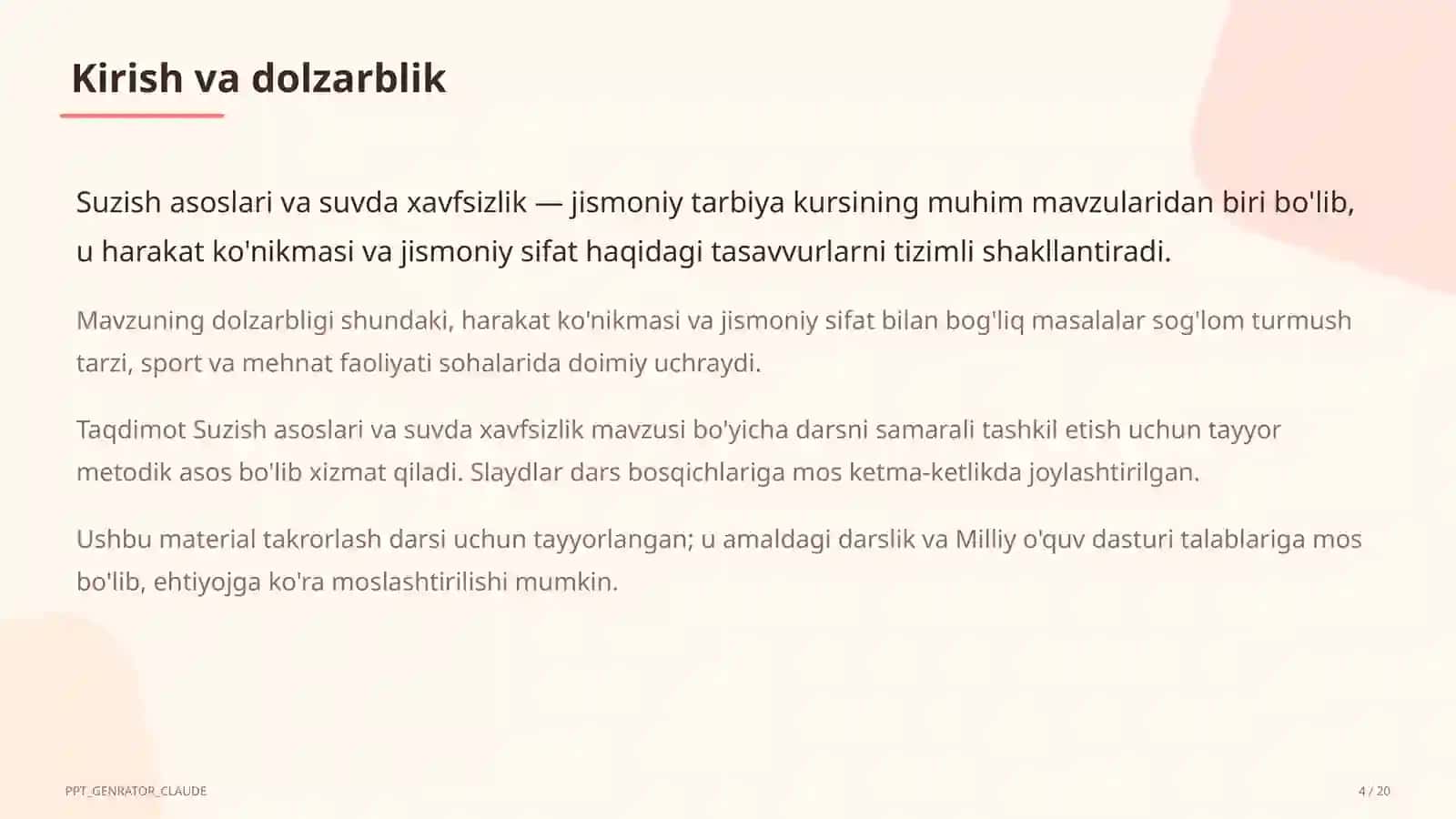 Suzish asoslari va suvda xavfsizlik (6-sinf) 4