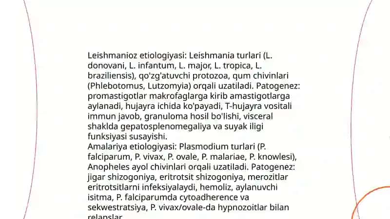 Paraxit infeksiyalar (leyshmanioz, amalariya) 4
