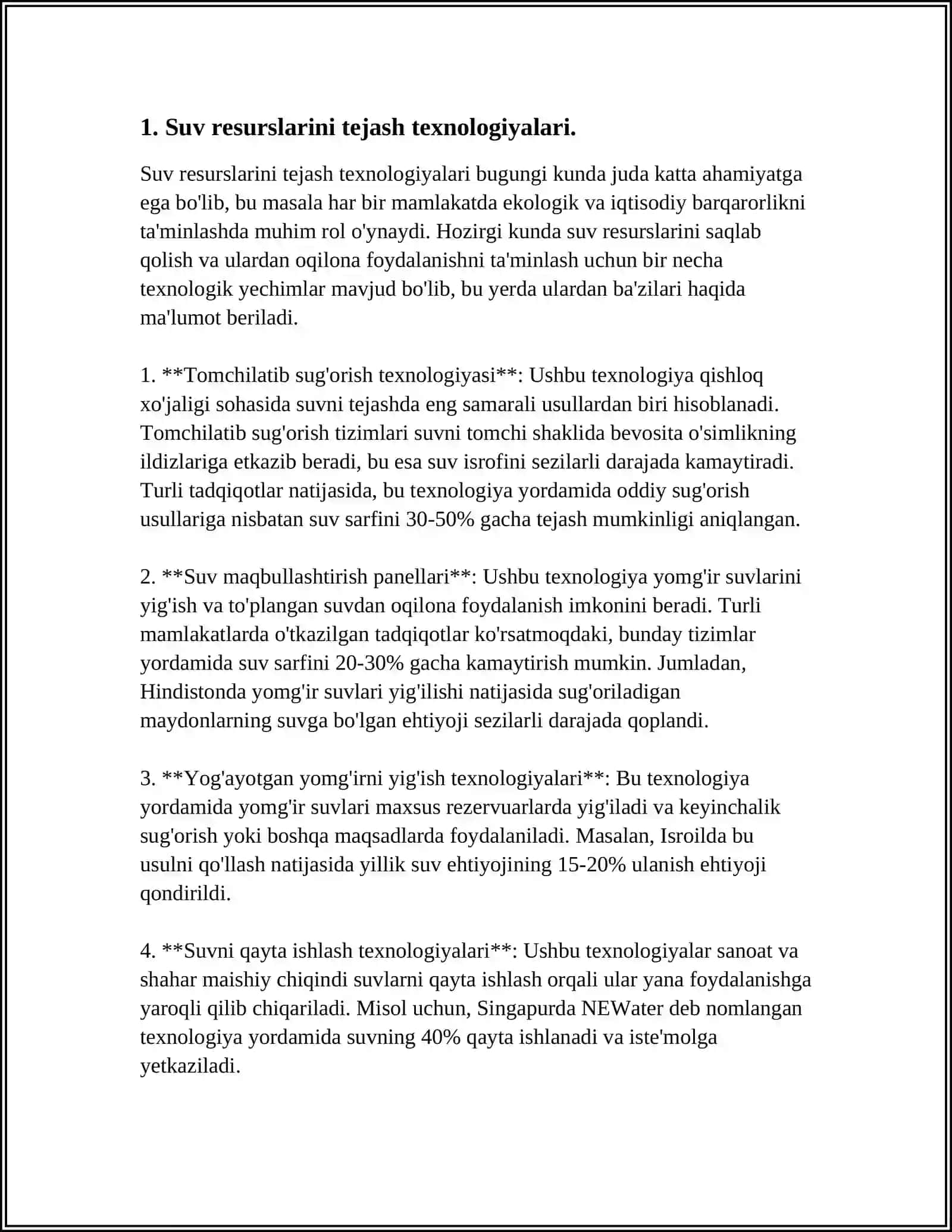 Suv resurslarini tejash texnologiyalari 4
