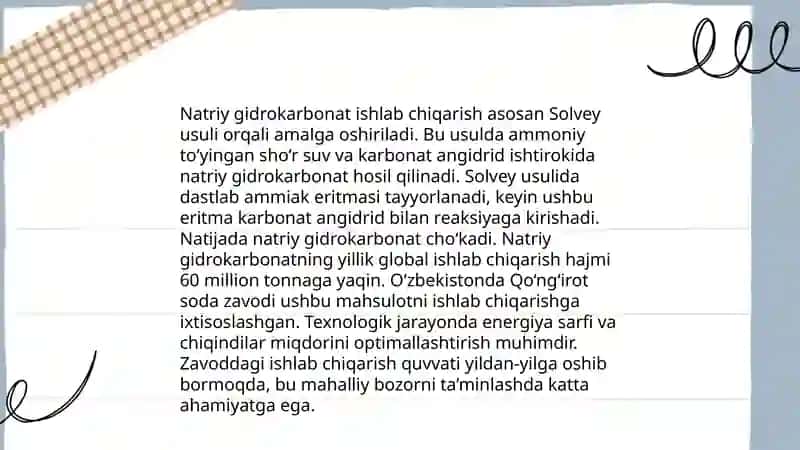 Tozalangan natriy gidro karbonat ishlab chiqarish 4