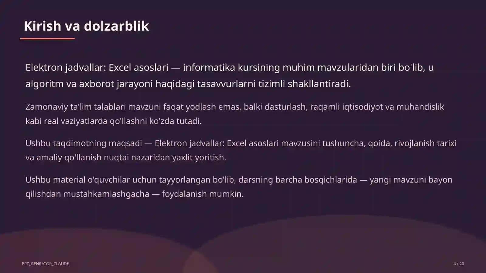 Excel asoslari (7-sinf) 4