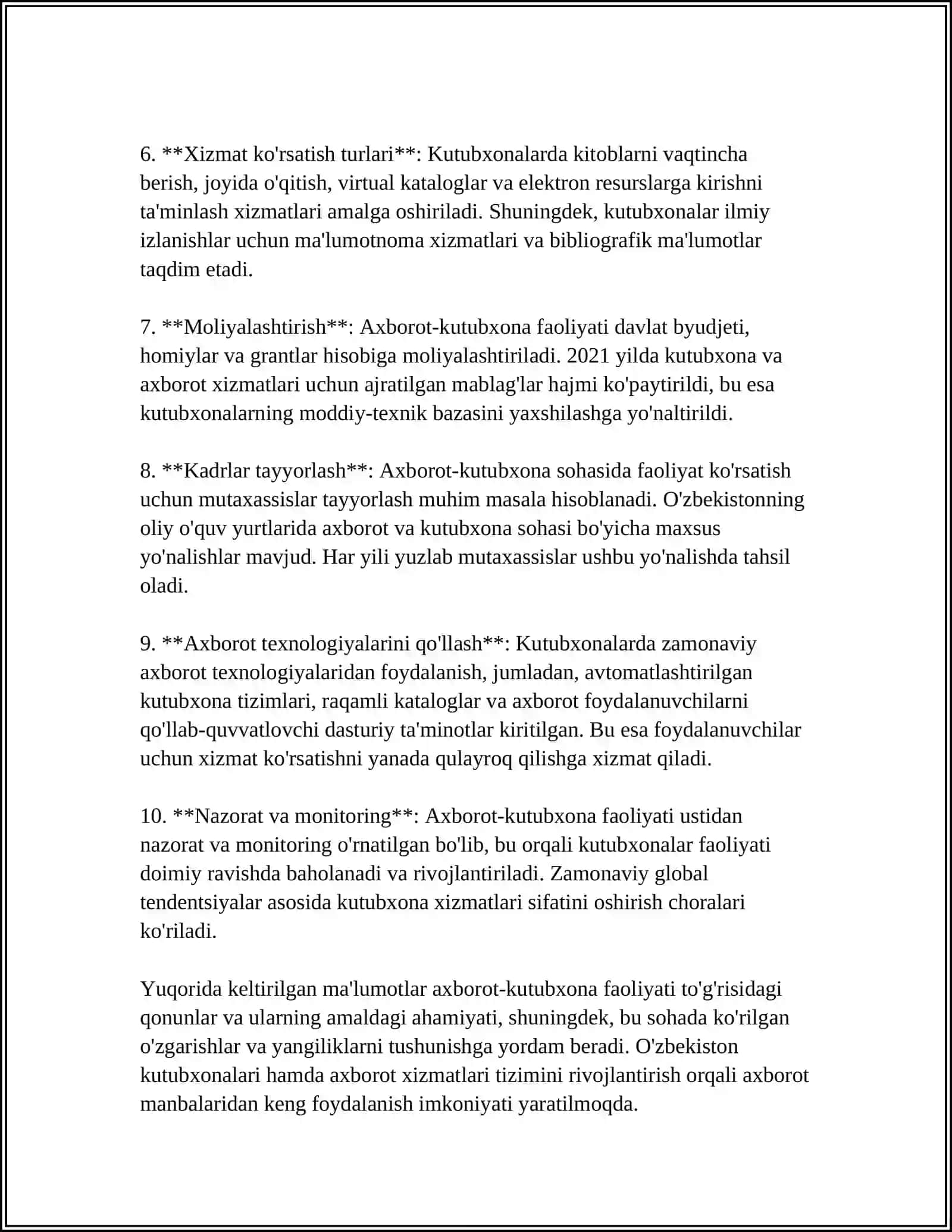 AXBOROT-KUTUBXONA FAOLIYATINI TARTIBGA SOLISHNING NORMATIV -HUQUQIY ASOSLARI 4