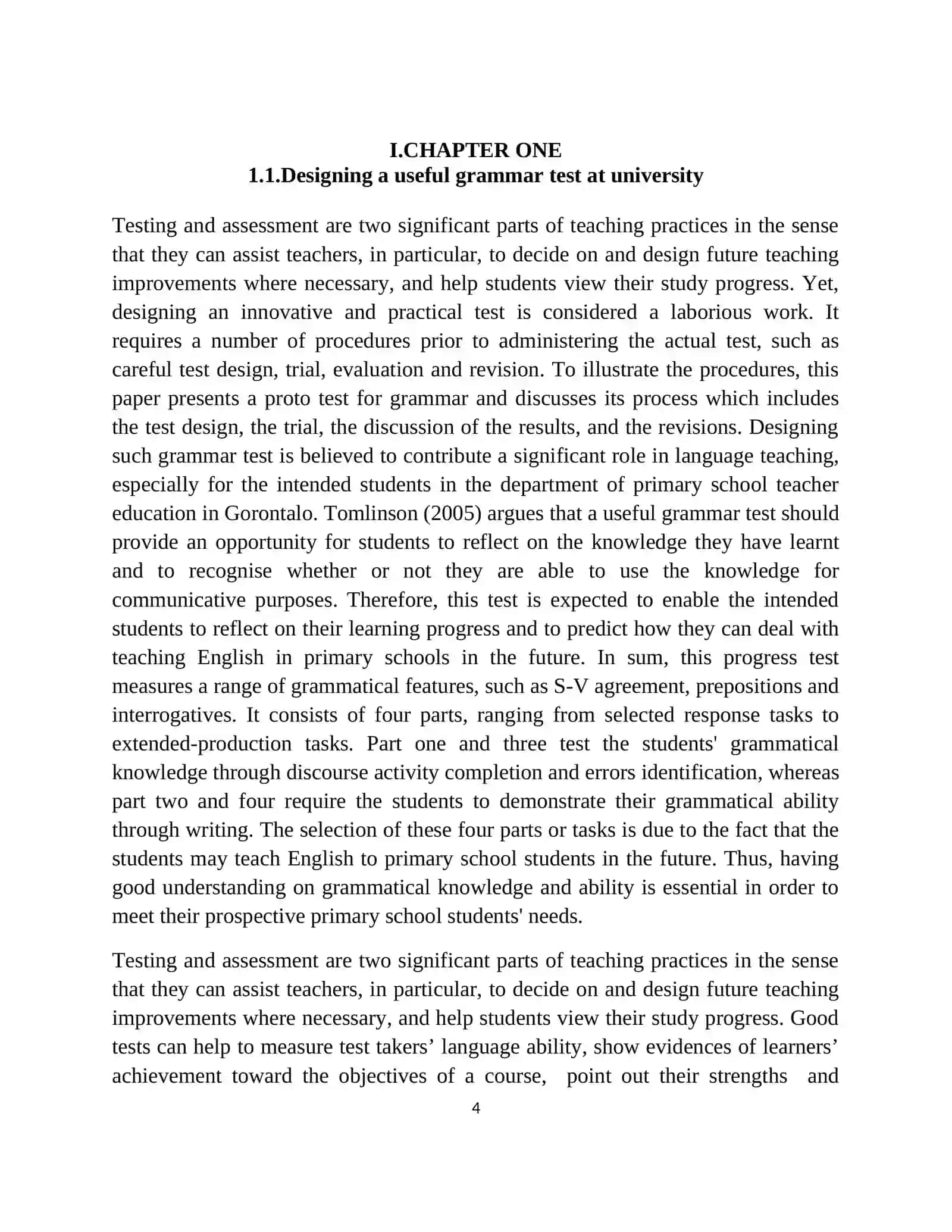 Designing tests on grammar for mid term and final exams 4