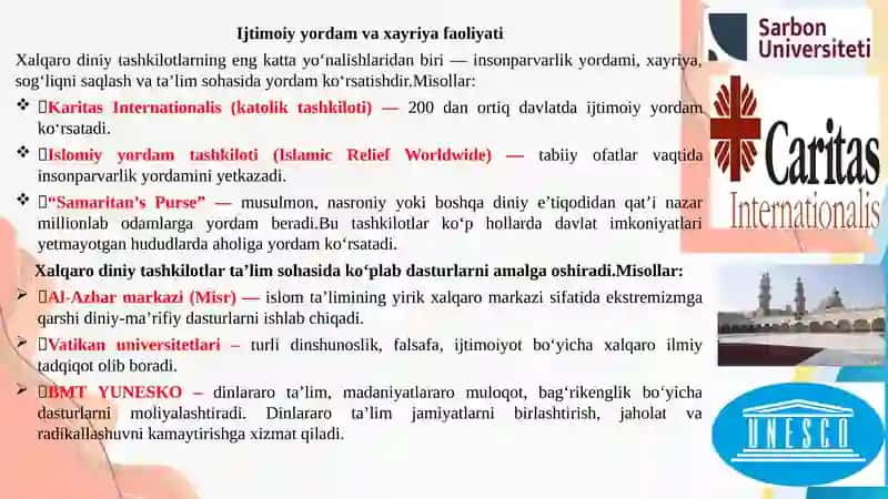 Xalqaro diniy va siyosiy tashkilotlarning faoliyati 4